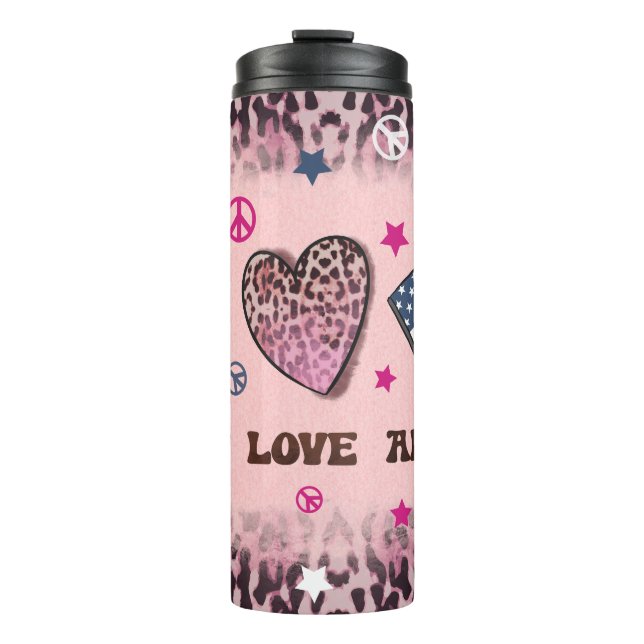 Peace Love America 4th Of July Independence Day Thermal Tumbler (Front)