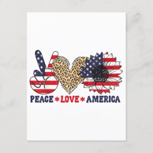 Peace Love America 4th of July Patriotic  Enclosure Card