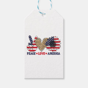 Peace Love America 4th of July Patriotic  Gift Tags