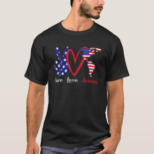 Peace Love America Cute Peace Hand Sign Heart Amer T-Shirt