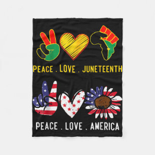 Peace love america juneteenth pride black girl 4th fleece blanket