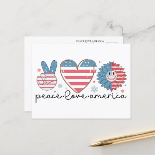 Peace Love America Postcard – Patriotic 