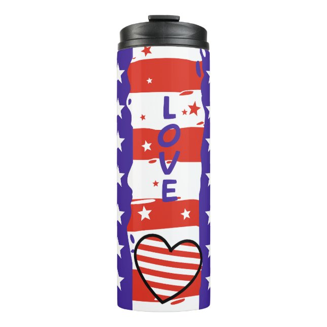 Peace, Love, America Thermal Tumbler (Front)
