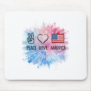 Peace Love America Tie Dye 4th Of July Patriotic F Mouse Mat