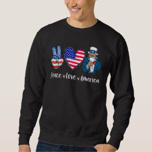 Peace Love America Uncle Sam In A Mask USA Flag 4t Sweatshirt