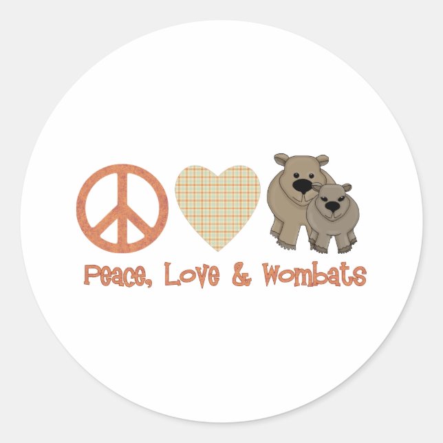Peace, Love &amp; Wombats Classic Round Sticker (Front)