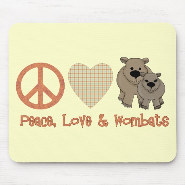 Peace, Love &amp; Wombats Mouse Mat (Front)
