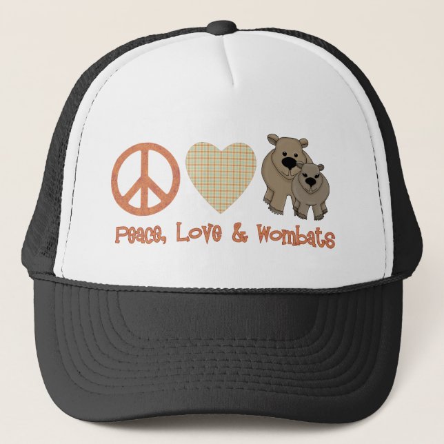 Peace, Love &amp; Wombats Trucker Hat (Front)