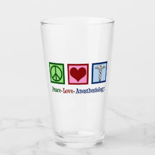 Peace Love Anaesthesiology Glass