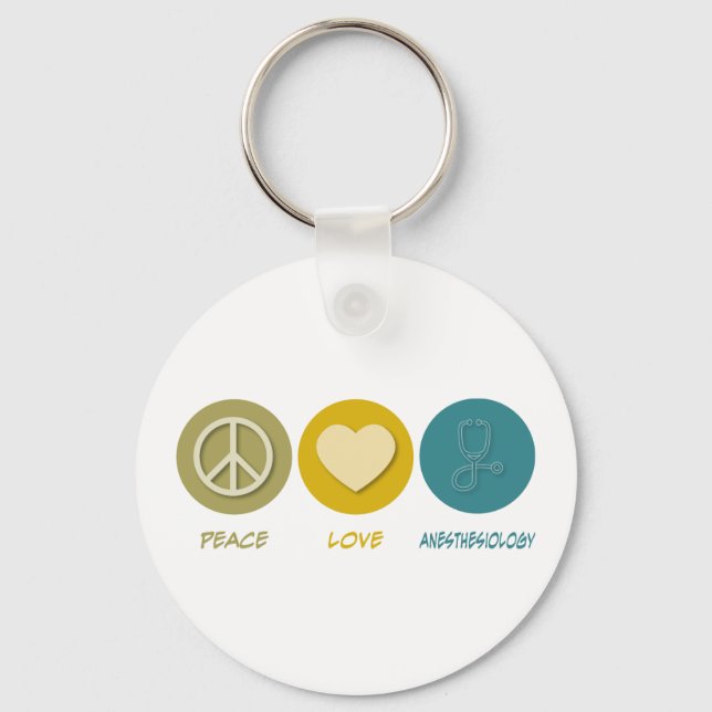 Peace Love Anaesthesiology Key Ring (Front)