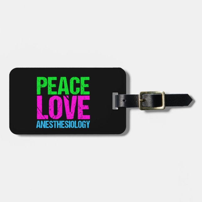 Peace Love Anaesthesiology Luggage Tag (Front Horizontal)