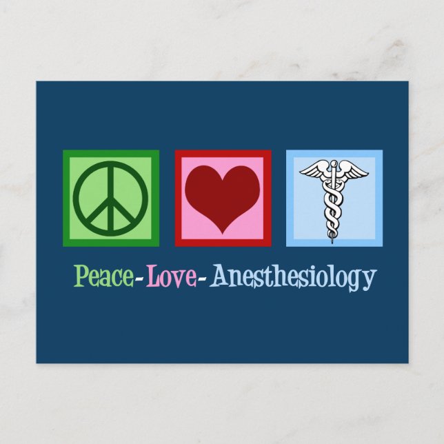 Peace Love Anaesthesiology Postcard (Front)