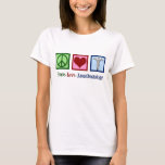 Peace Love Anaesthesiology T-Shirt<br><div class="desc">Cute anaesthesiologist Christmas gift featuring a peace sign, heart, and the medical caduceus symbol. Peace Love Anaesthesiology.</div>