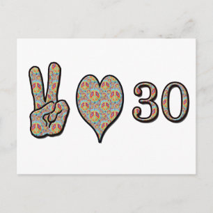 Peace Love and 30 Postcard
