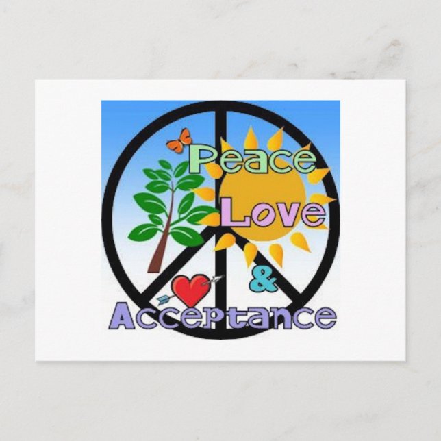 Peace, Love, and Acceptance-Peace Sign Postcard (Front)