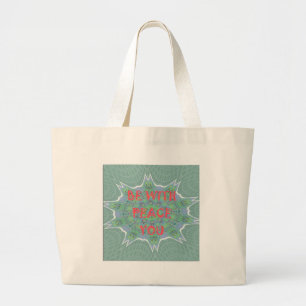 Peace, Love, and African Print Large Tote Bag