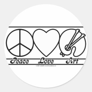 Peace Love and Art Classic Round Sticker