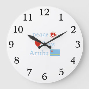Peace Love and Aruba Large Clock