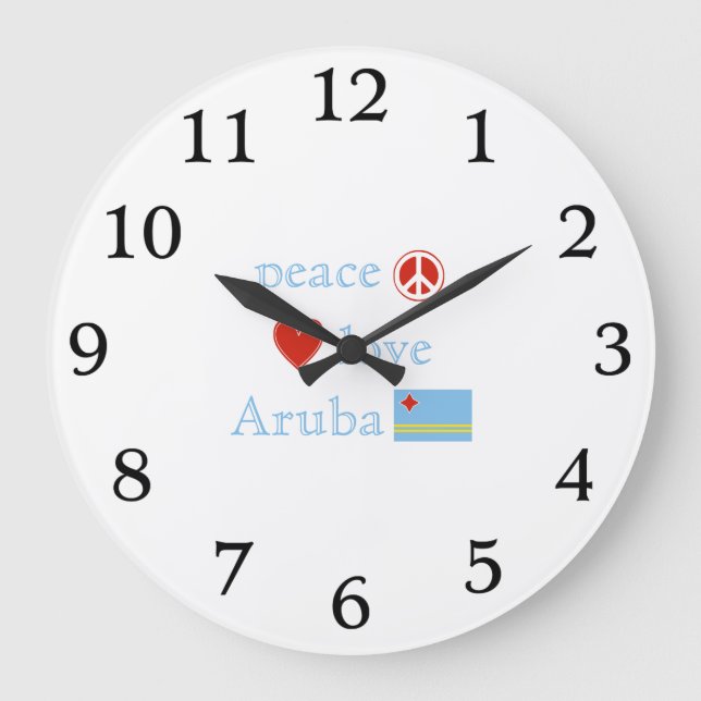 Peace Love and Aruba Wall Clock (Front)