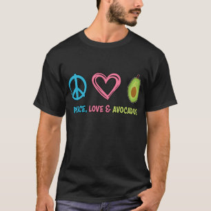 Peace Love and Avocados Funny Fruit T-Shirt