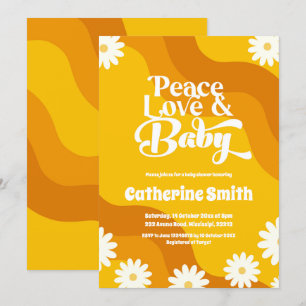 Peace Love and Baby Retro Baby Shower Invitation