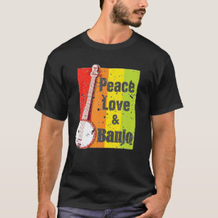 Peace Love And Banjo Vintage Bluegrass Banjo Enthu T-Shirt