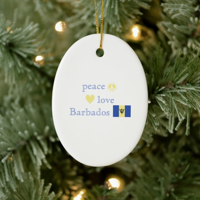 Peace Love and Barbados Ceramic Tree Decoration (Tree)