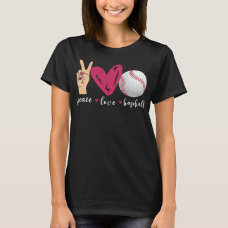 Peace Love and Baseball Funny Baseball Team Lovers T-Shirt