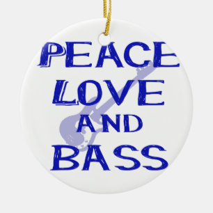 peace love and bass bernice blue w guitar ceramic tree decoration