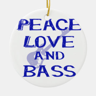 peace love and bass bernice blue w guitar ceramic tree decoration