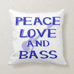 peace love and bass bernice blue w guitar cushion