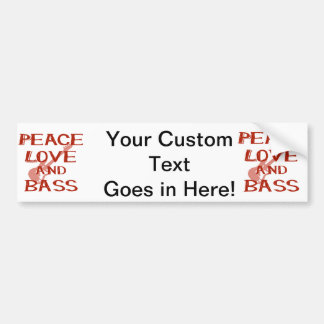 peace love and bass bernice red w guitar bumper sticker
