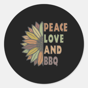Peace Love And Bbq Classic Round Sticker