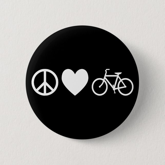 Peace Love and Bicycles 6 Cm Round Badge (Front)