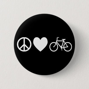 Peace Love and Bicycles 6 Cm Round Badge