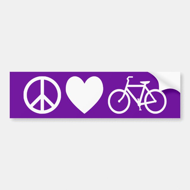 Peace Love and Bicycles Bumper Sticker (Front)