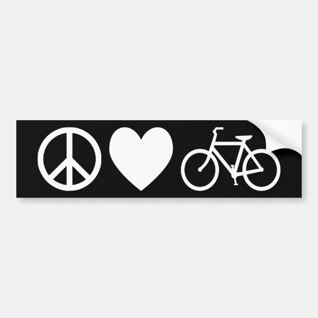 Peace Love and Bicycles Bumper Sticker (Front)