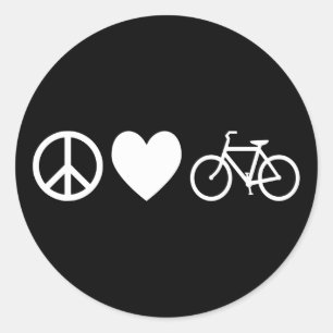 Peace Love and Bicycles Classic Round Sticker