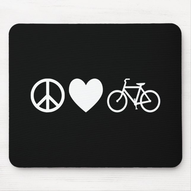 Peace Love and Bicycles Mouse Mat (Front)