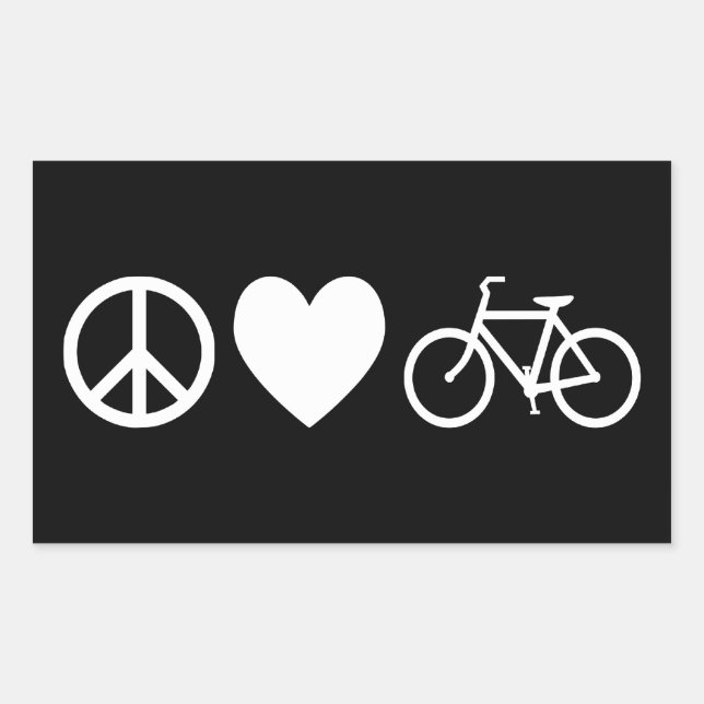 Peace Love and Bicycles Rectangular Sticker (Front)
