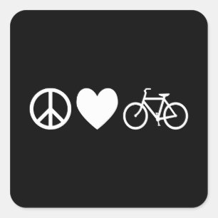 Peace Love and Bicycles Square Sticker