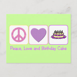 Peace, Love and Birthday Cake Postcard