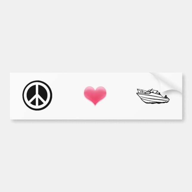 Peace, Love, and Boating Bumper Sticker (Front)