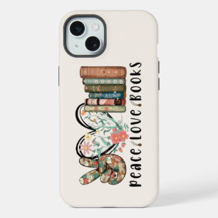 Peace, Love, and Books iPhone 15 Plus Case