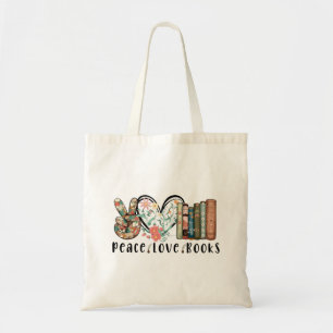 Peace, Love, and Books Tote Bag
