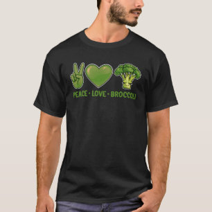 Peace Love and Broccoli   Broccoli  Vegan T-Shirt