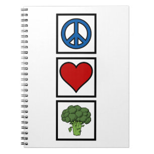 Peace Love and Broccoli Spiral Bound Notebook