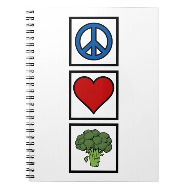 Peace Love and Broccoli Spiral Bound Notebook (Front)