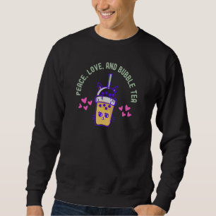 Peace Love and Bubble Tea Cute Boba Pink Yellow Pu Sweatshirt