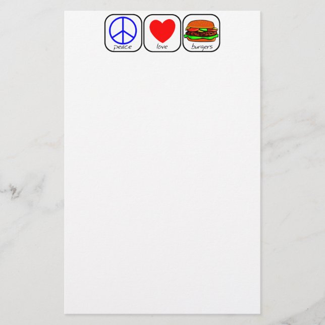 Peace, Love, and Burgers Stationery (Front)